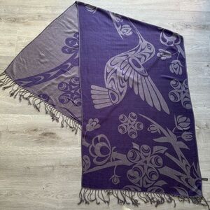 Hummingbird & Floral Sacred Shawl Indigenous Design by Simone Diamond Purple